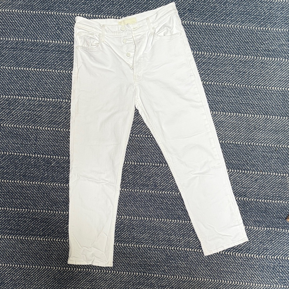Mother White Straight-Leg Jeans